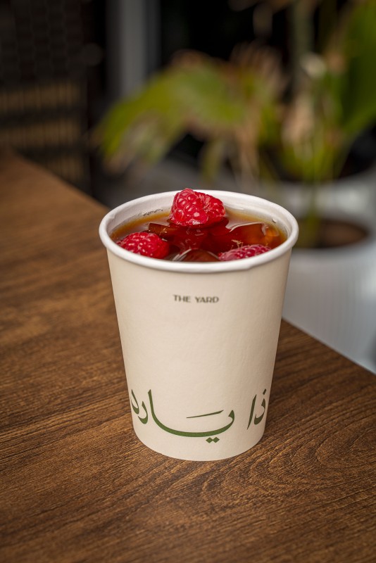 Iced Americano with raspberry 